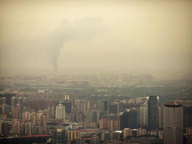 Čína, Peking, znečistenie, smog, dym,