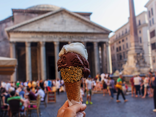 Rím, Taliansko, zmrzlina, Panteón, Pantheon