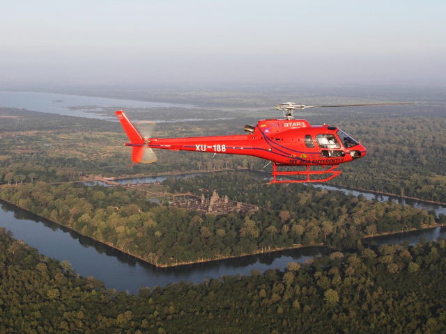 Siem Reap, Kambodža, Angkór Vat, vrtuľník, helikoptéra