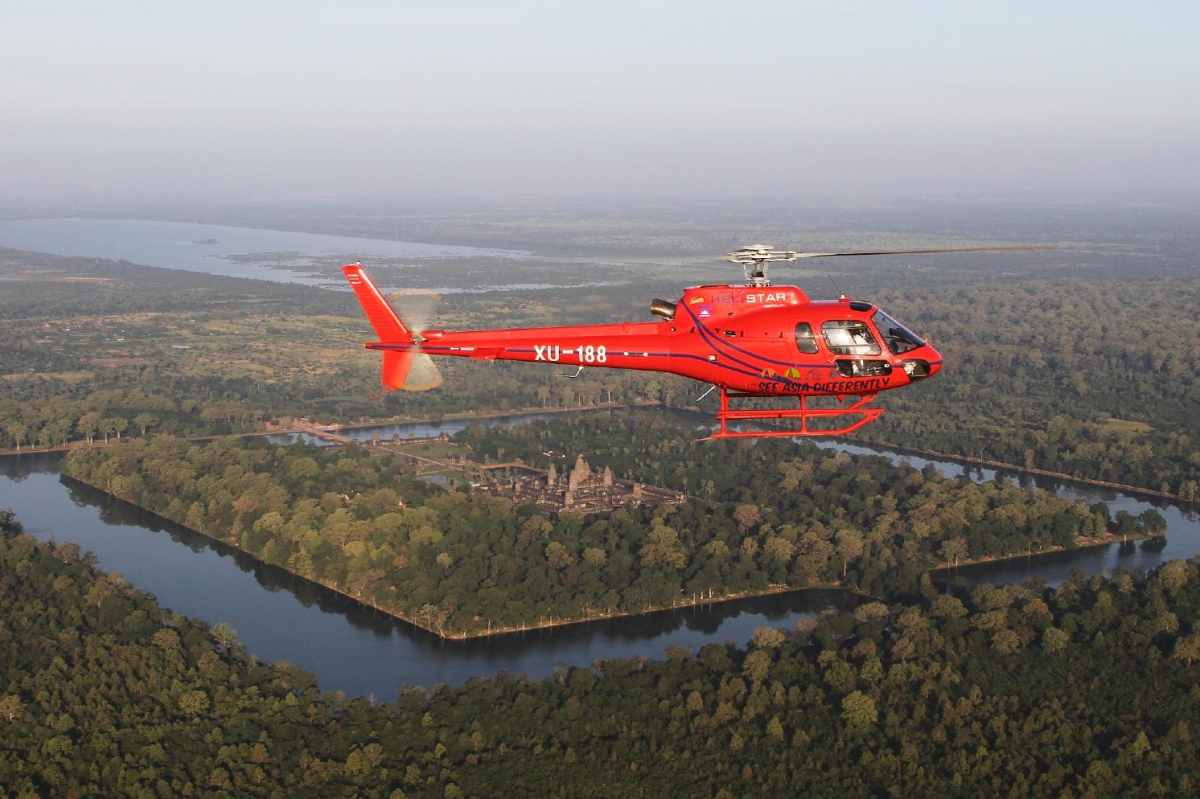 Siem Reap, Kambodža, Angkór Vat, vrtuľník, helikoptéra