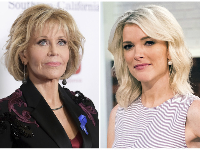 Herečka Jane Fonda (vľavo) a moderátorka Megyn Kelly na kolážovom zábere.