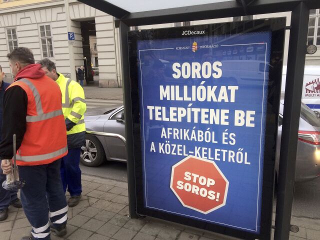 soros, orbán, budapešť, bilboard