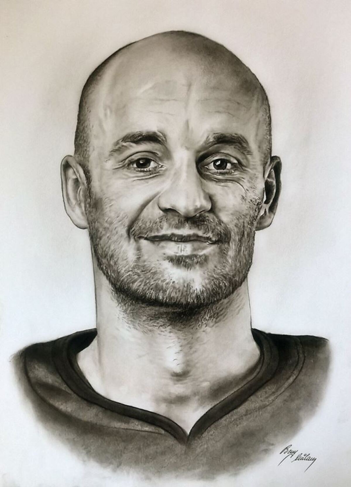 Pavol Demitra, portrét, kresba, Milan Berky, autor