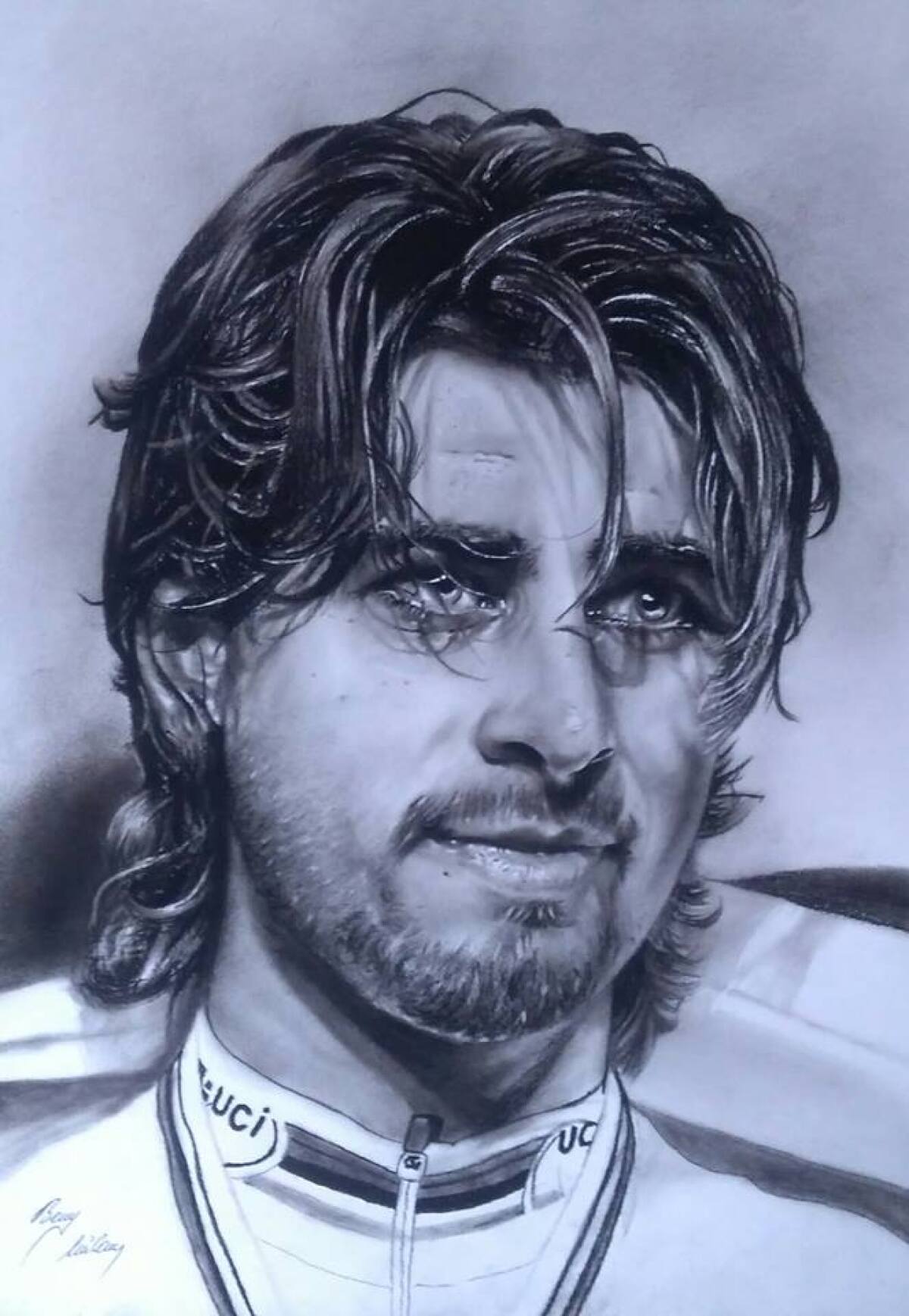Peter Sagan, cyklista, obraz, portrét, kresba, Milan Berky, autor
