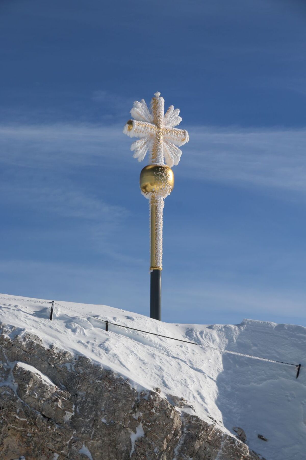 kríž, Zugspitze, Alpy, sneh, zima, mráz