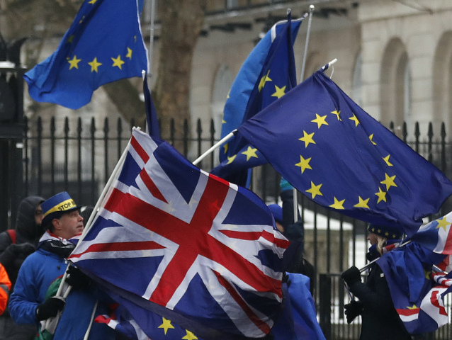 Británia, Brexit, vlajky, Londýn,