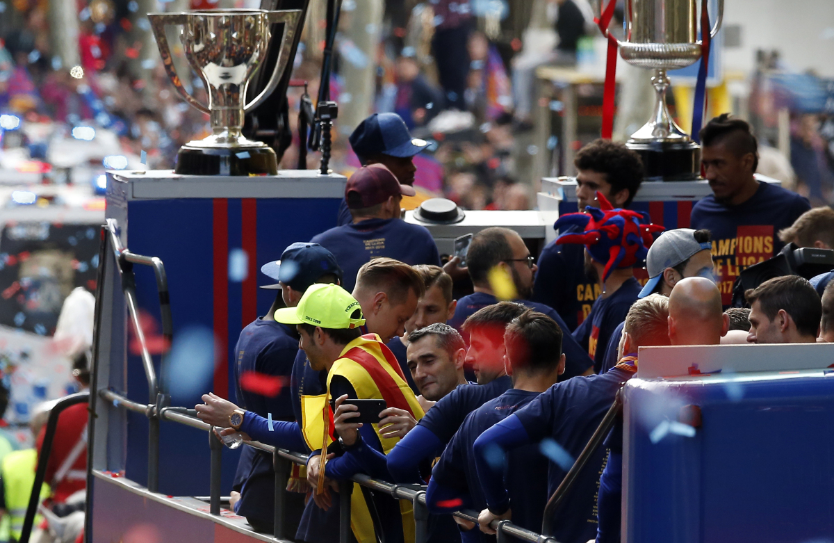 Spain Soccer La Liga Barcelona oslavy