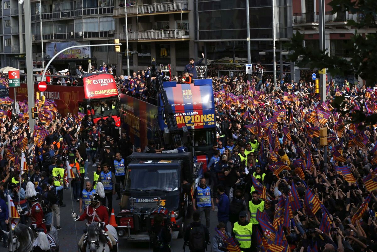 Španielsko futbal FC Barcelona zisk titul oslavy