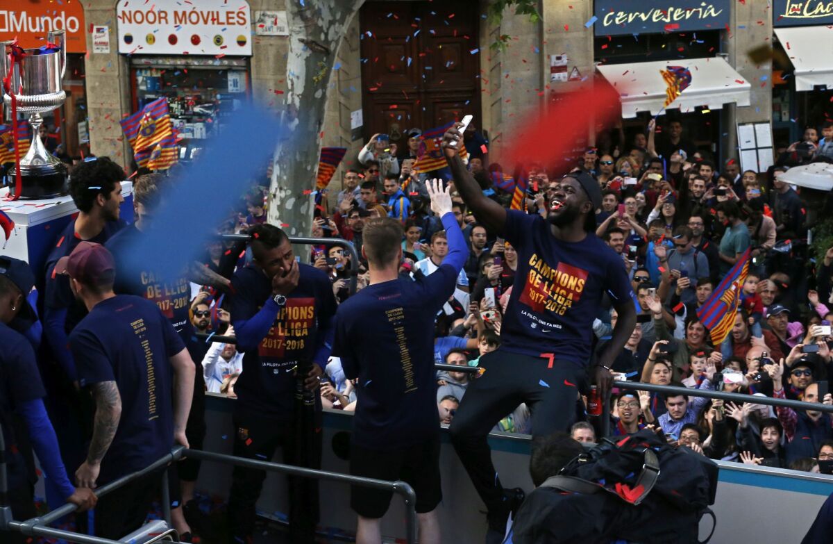 Španielsko futbal FC Barcelona zisk titul oslavy