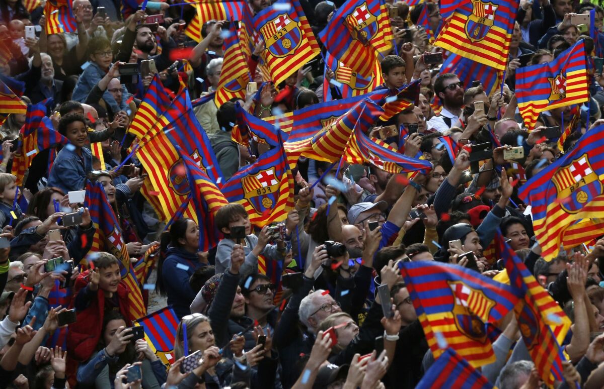 Španielsko futbal FC Barcelona zisk titul oslavy