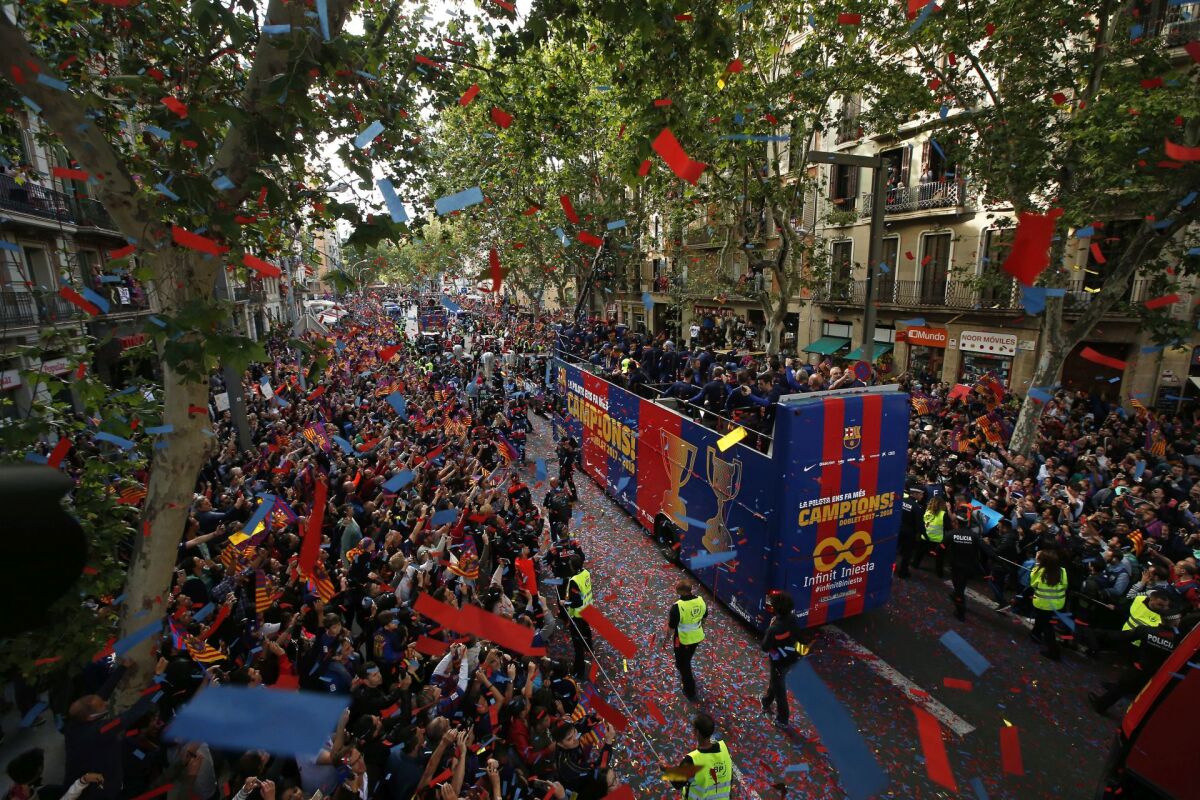 Španielsko futbal FC Barcelona zisk titul oslavy