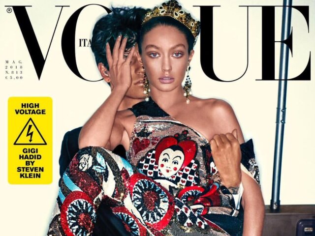 Topmodelka Gigi Hadid na titulnej strane magazínu Vogue Italia. 