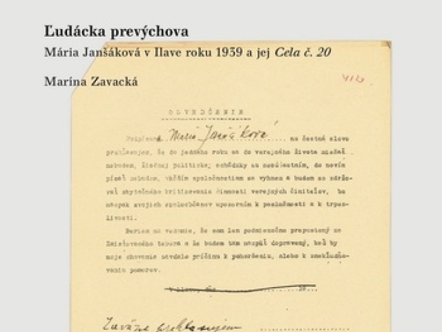 Marína Zavacká Ľudácka prevýchova