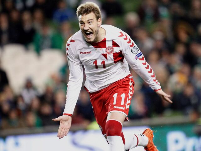 Soccer WCup Group C Denmark Bendtner