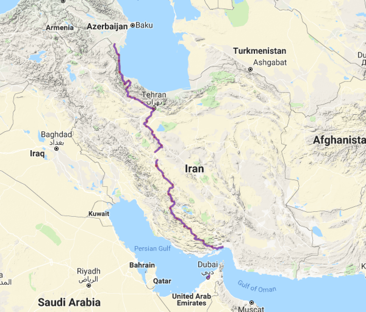 Irán očami cyklocestovateľa, cycle2inspire, mapa