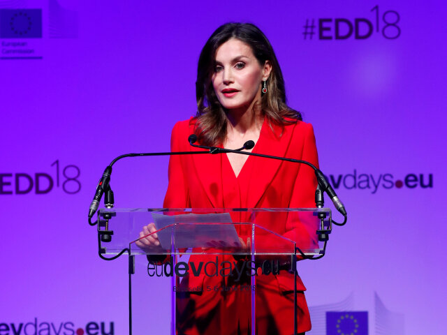 Španielska kráľovná Letizia počas návštevy a príhovoru v Bruseli. 