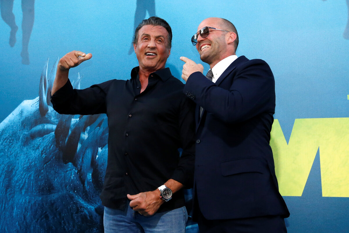 Herec Jason Statham (vpravo) a jeho kolega Sylvester Stallone.