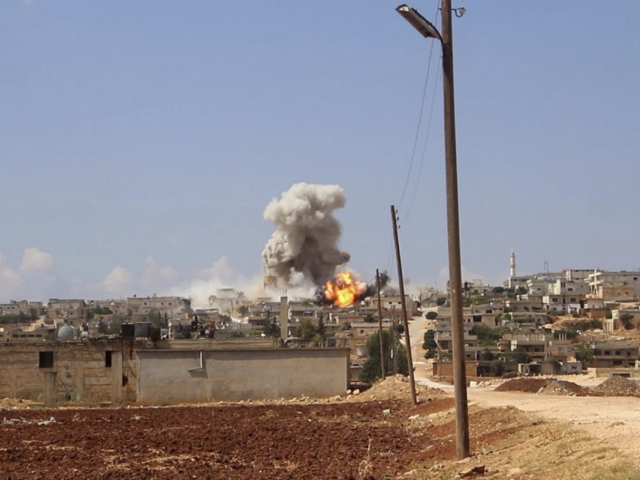 Syria, výbuch, utok, nálet, bombardovanie