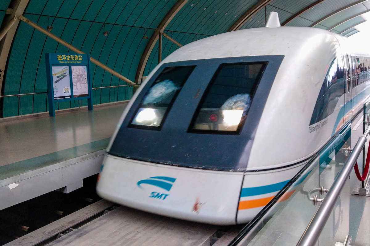 Šanghaj, Čína, Maglev, vlak