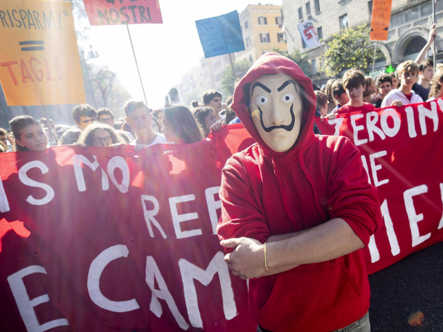 Študenti, protest, demonštrácia, školstvo, taliansko, pochod