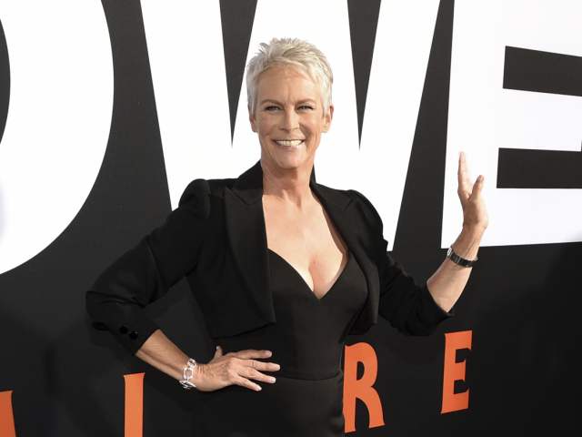 Herečka Jamie Lee Curtis na premiére filmu Halloween v Los Angeles. 