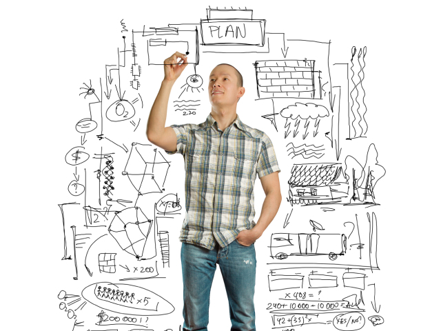 študent, škola, plány, brainstorming