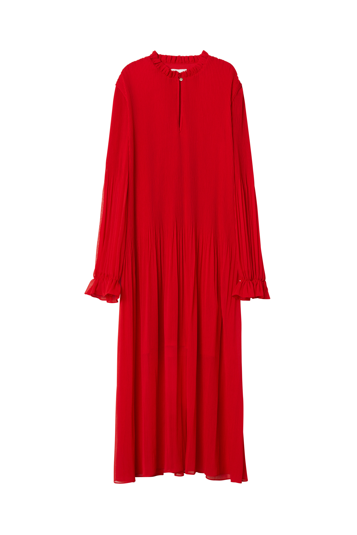 Dámske dlhé šaty v červenej farby H&M Holiday Collection, predávajú sa za 39,99 eura. 