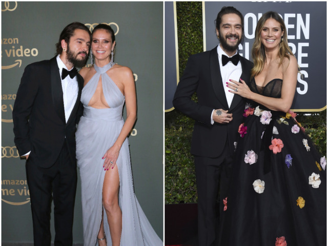 Televízna osobnosť Heidi Klum na vyhlásení Zlatých glóbusov (vpravo) a afterpárty.