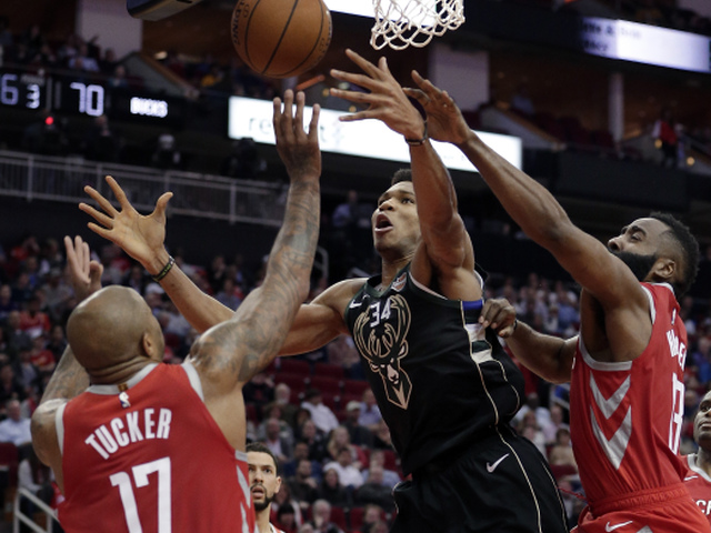 Giannis Antetokounmpo, PJ Tucker, James Harden