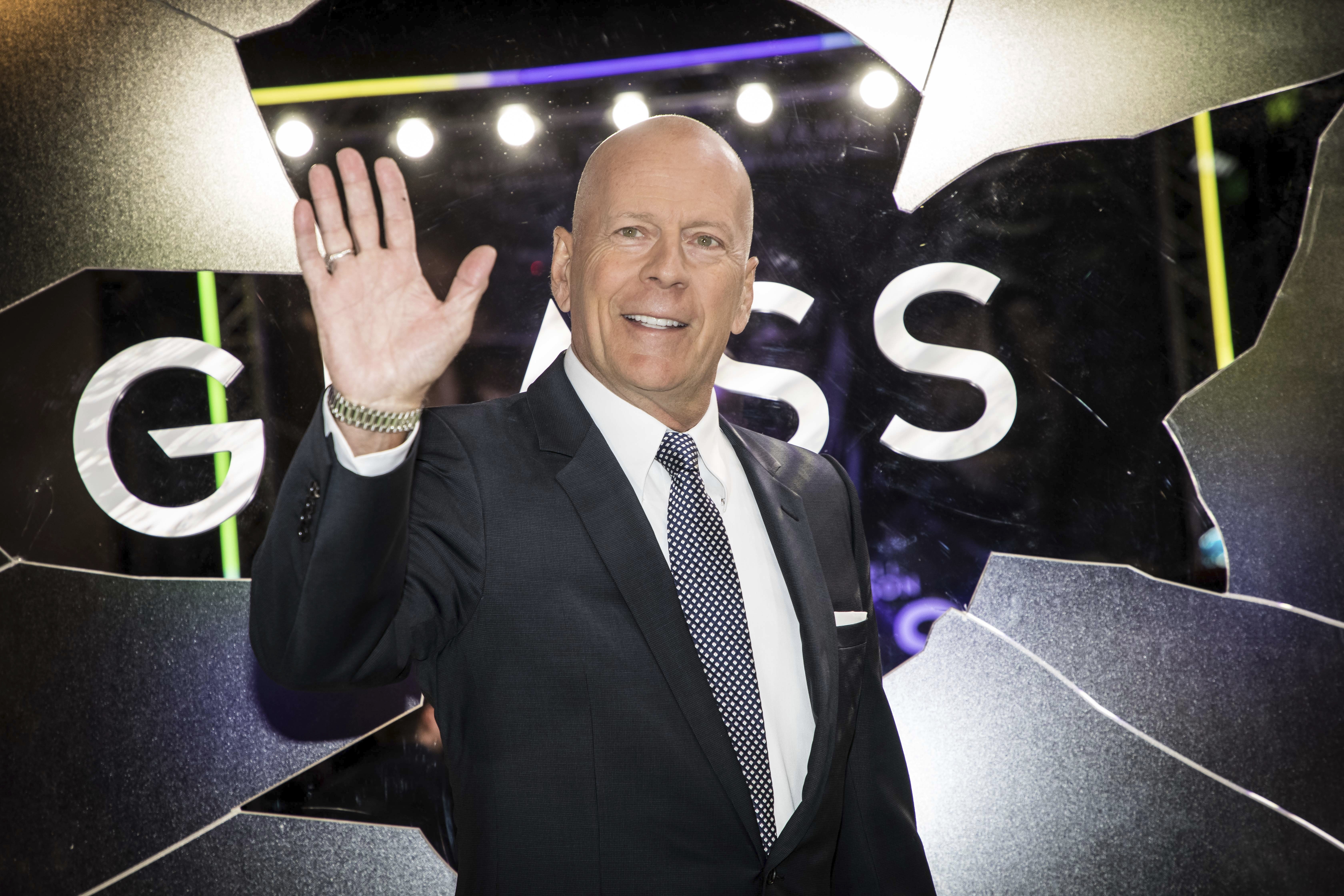 Bruce Willis na premiére filmu Glass (2019) v Londýne.