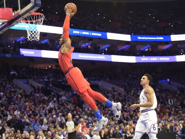 USA NBA Thunder 76ers Basketbal westbrook