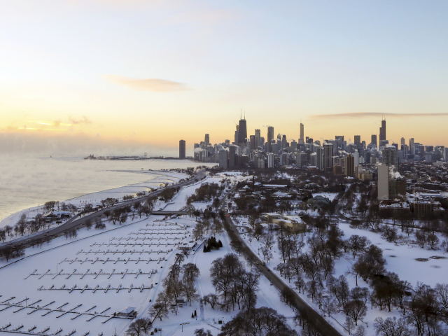 USA  Chicago počasie sneh mrazy