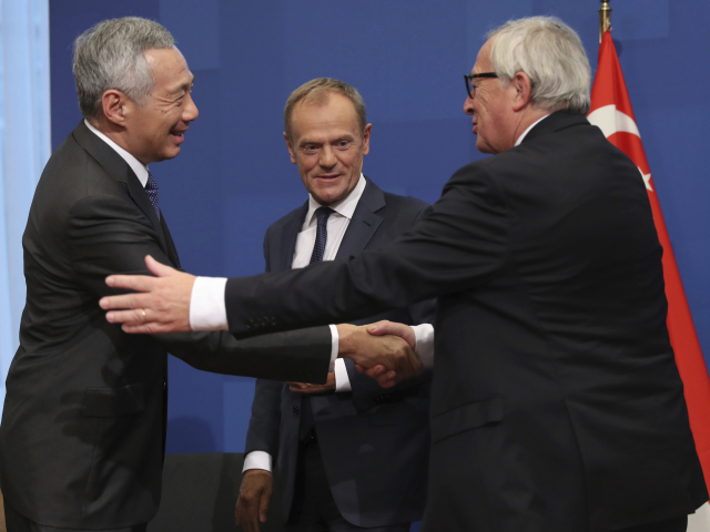 EÚ, Singapur, Lee Hsien Loong, Jean-Claude Juncker, Donald Tusk