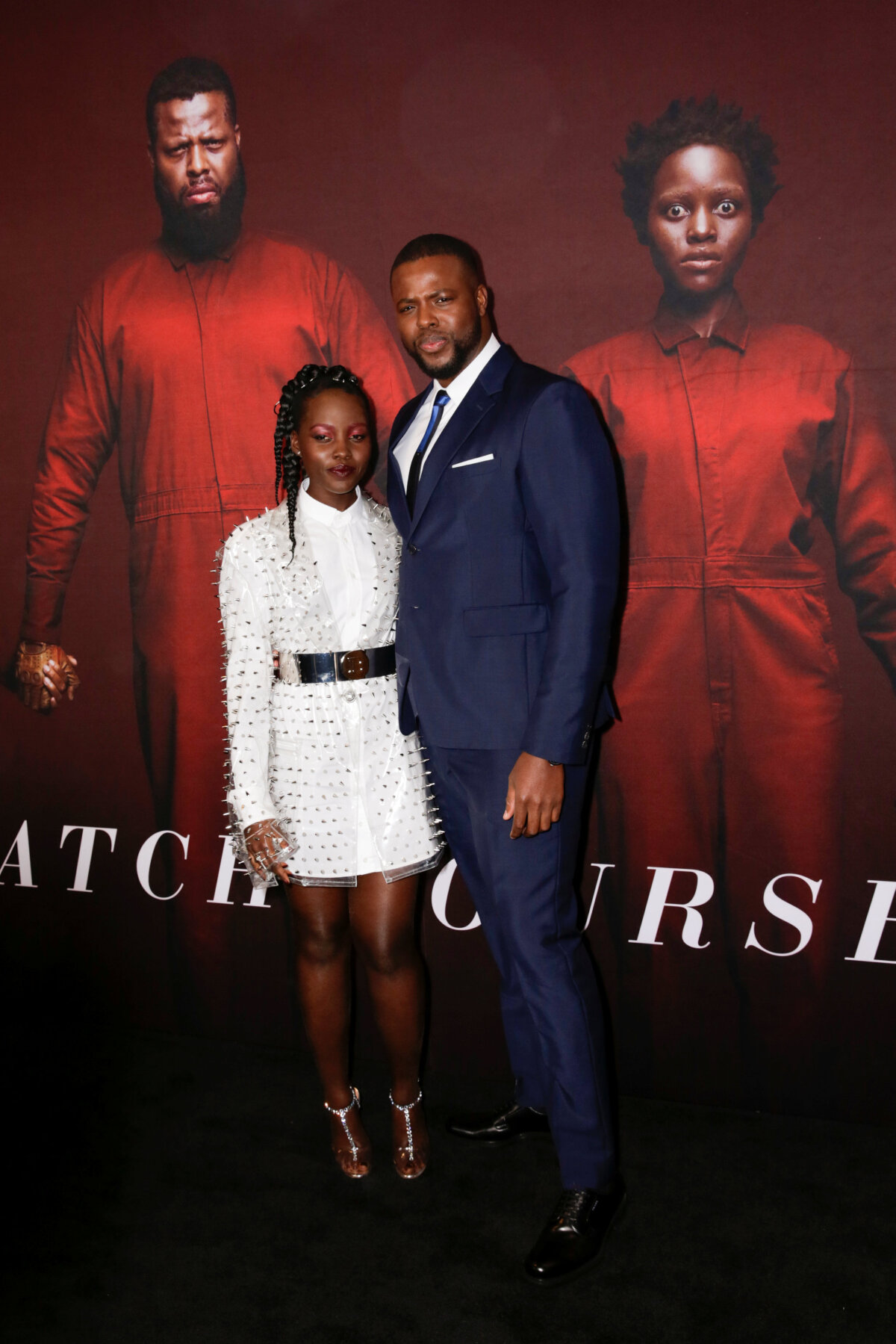 Herečka Lupita Nyong'o a jej kolega Winston Duke na premiére filmu My. 