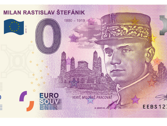 Generál Štefánik na eurobankovke