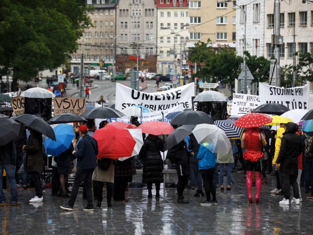 protest, zhromaždenie, kultúra, bratislava, snp, dáždniky