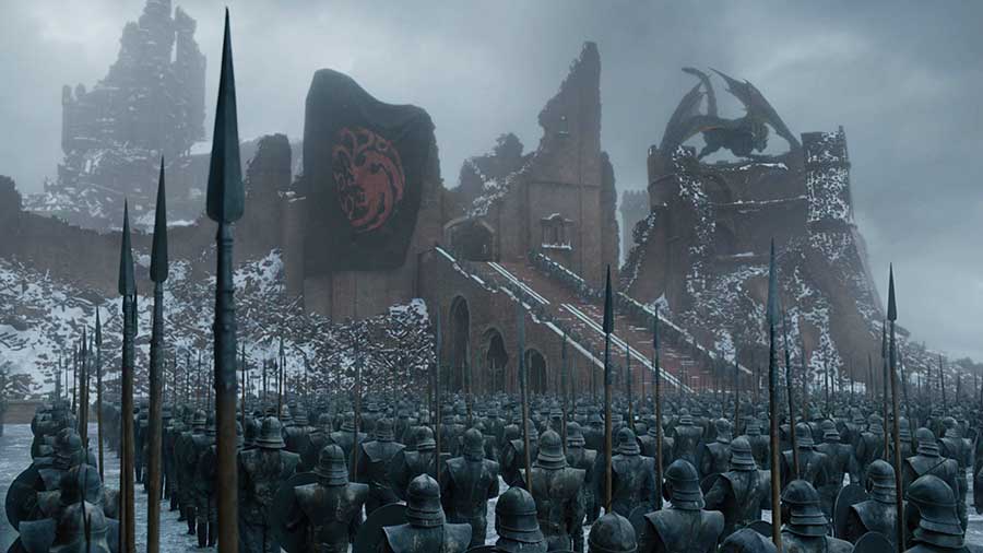 Nad zničeným Kráľovým prístaviskom zaviala vlajka rodu Targaryenovcov.