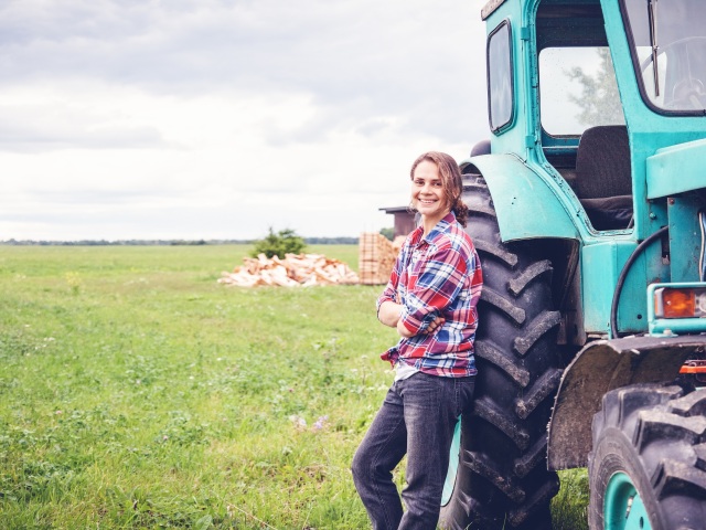 žena, farmárka, traktor