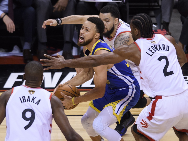 Stephen Curry, Kawhi Leonard,  Fred VanVleet, Serge Ibaka
