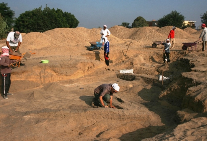 Prace na archeologickom vyskume v plnom prude  v popredi Veronika Dubcova  Tell el-Retabi  Egypt  foto Nadacia Aigyptos 