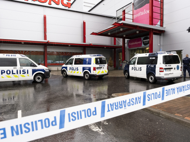 Police say that one person has died and ten injured in a violent incident at the Herman shopping centre in Kuopio., Finland on October 1, 2019. The incident occurred on the premises of the Savo