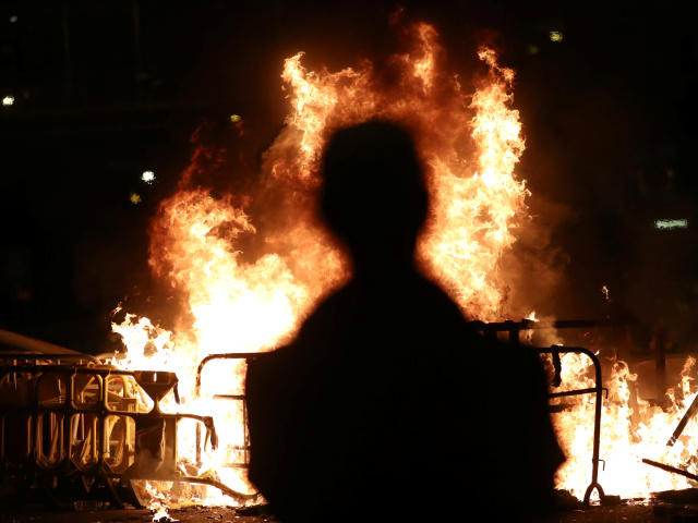 HONGKONG PROTEST oheň požiar demonštrácia