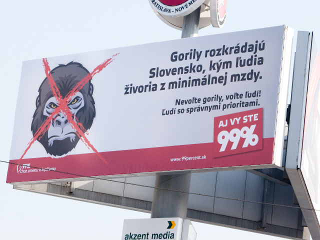 volby 2012, billboard, gorila, 99 percent