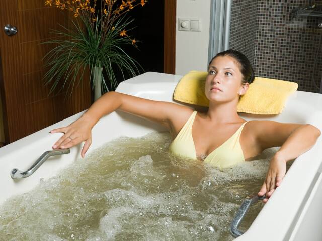 kúpele, vaňa, žena, wellness