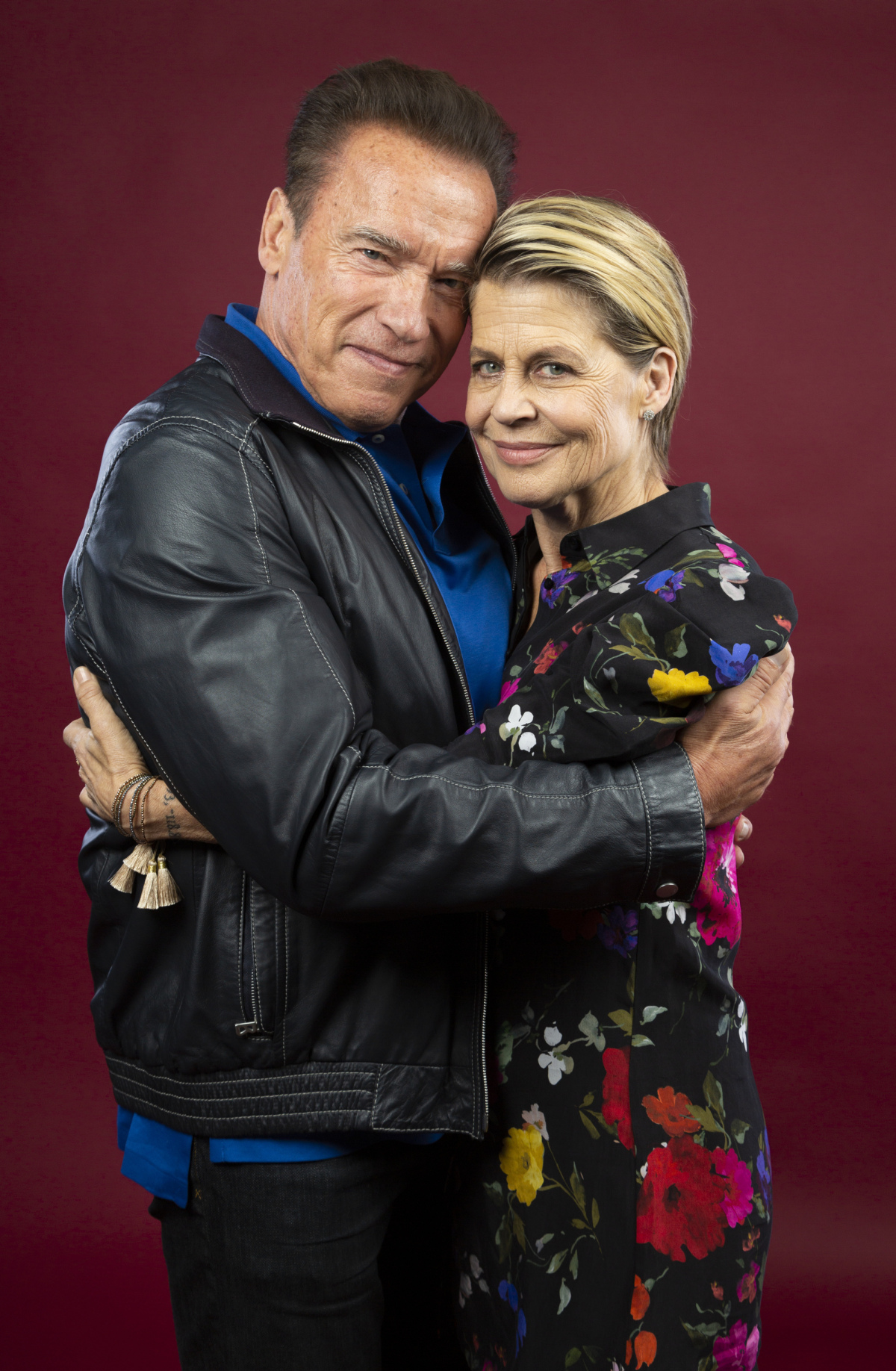 Hereckí kolegovia Arnold Schwarzenegger (vľavo) a Linda Hamilton spoločne predstavili nové pokračovanie filmu Terminátor. 