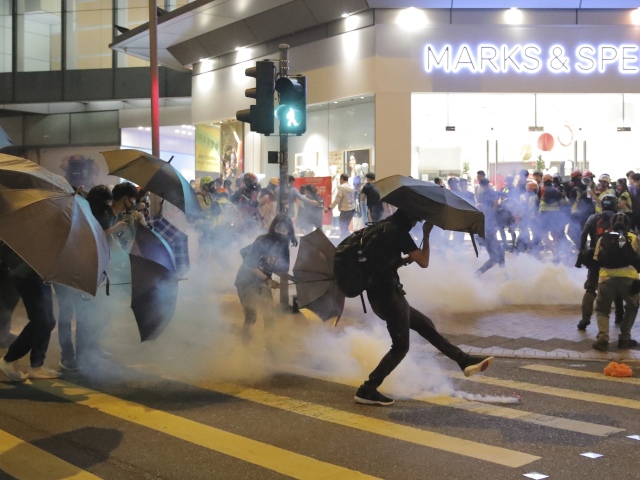 Hongkong protest polícia demonštrácia