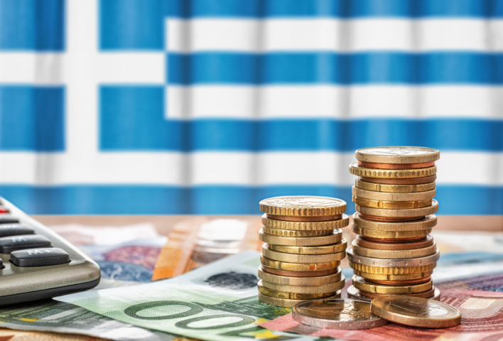 Grécko / Euro / minca / peniaze / vlajka /