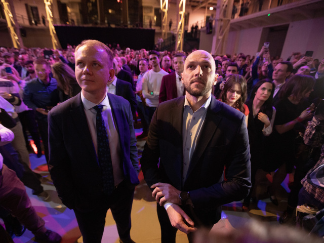 volby Volebná noc v centrále koalície PS/SPOLU beblavý truban