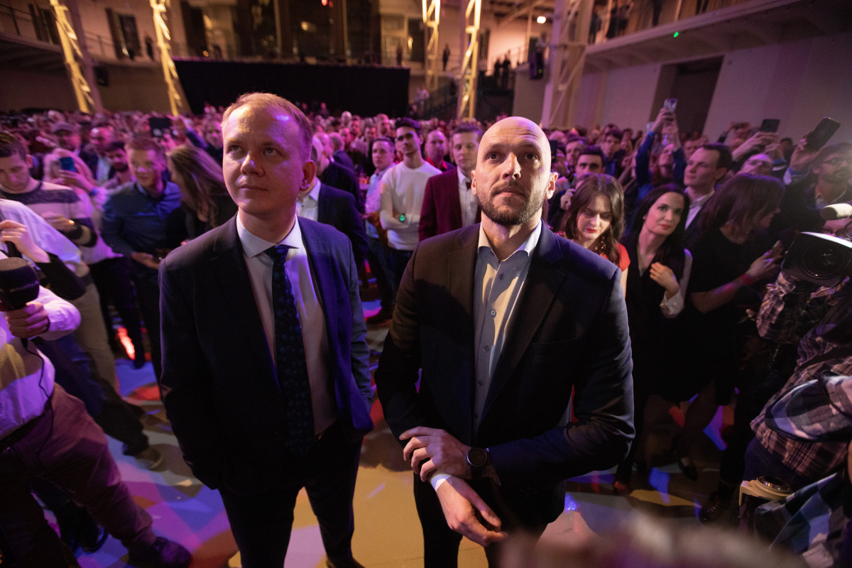 volby Volebná noc v centrále koalície PS/SPOLU beblavý truban