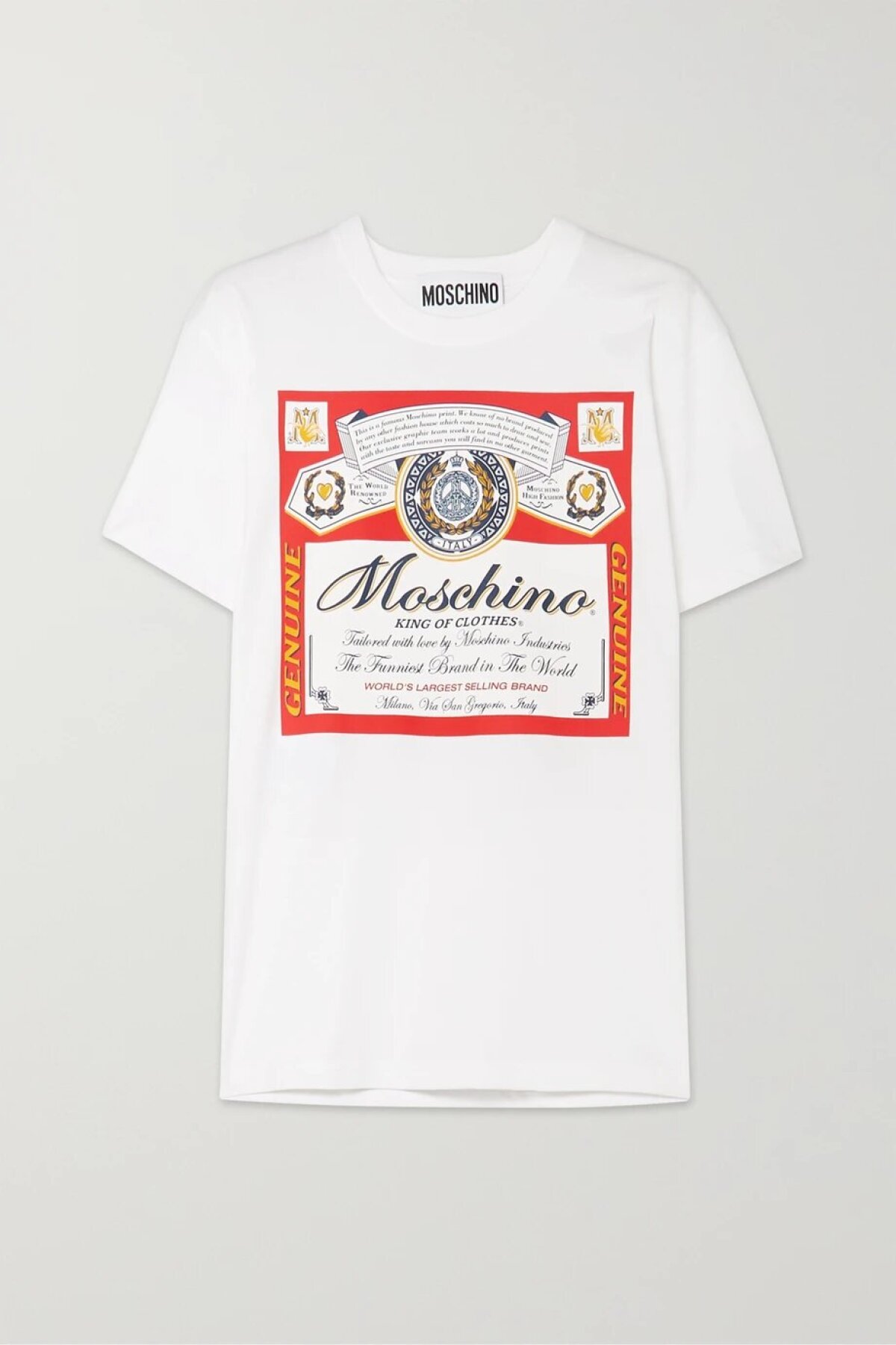Dámske tričko s motívom a logom Moschino. Za 180 eur predáva Net-a-porter.com.